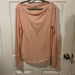 🍑NWT Free People We The Free Kimmi Long Sleeve Tee in Pretty in Peach 🍑